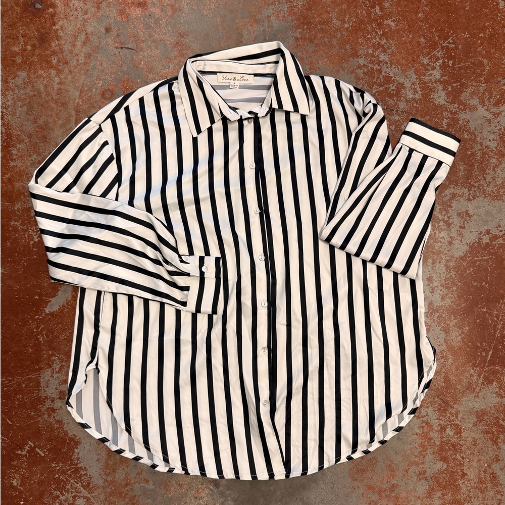 Black and White Striped boutique top